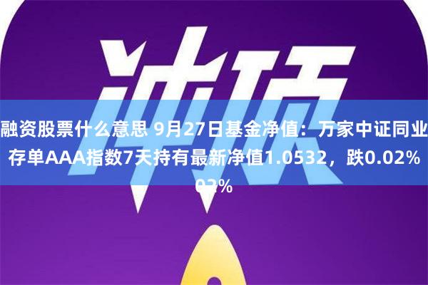 融资股票什么意思 9月27日基金净值：万家中证同业存单AAA指数7天持有最新净值1.0532，跌0.02%