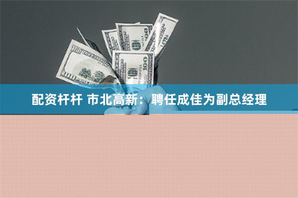 配资杆杆 市北高新：聘任成佳为副总经理